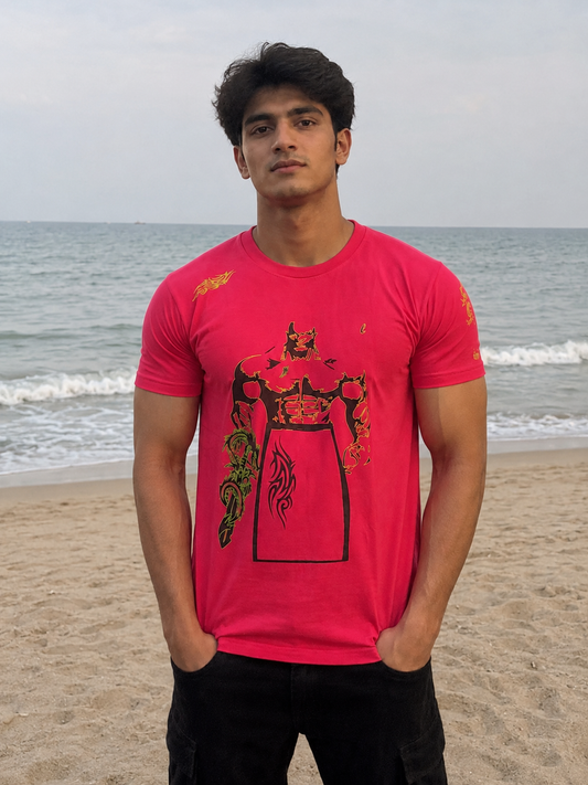 CLEARANCE SALE-Red Tee Shirt | Medium Size Performance Training Tee | Fitness Workout Sports Top | Unique Design Athletic Wear