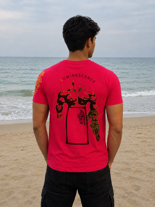 CLEARANCE SALE-Red Tee Shirt | Medium Size Performance Training Tee | Fitness Workout Sports Top | Unique Design Athletic Wear