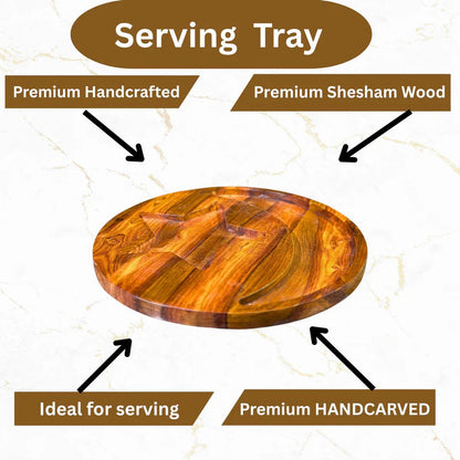 WOODSY 13-Inch Star & Moon Shaped Dry Fruit Serving Tray