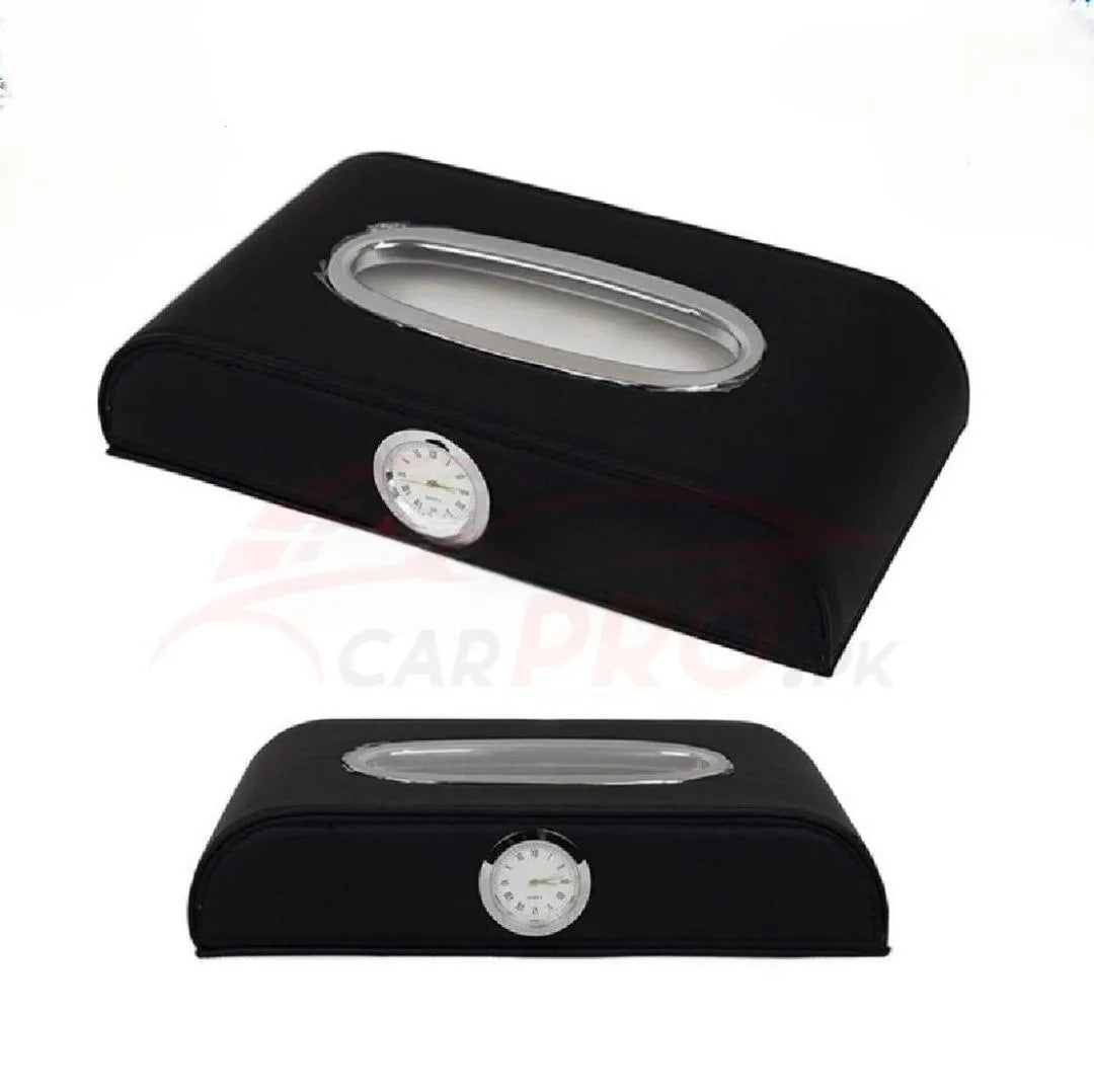 Purilite Select Tissue Box with Watch for Car, Home & Office – Durable Dashboard Organizer