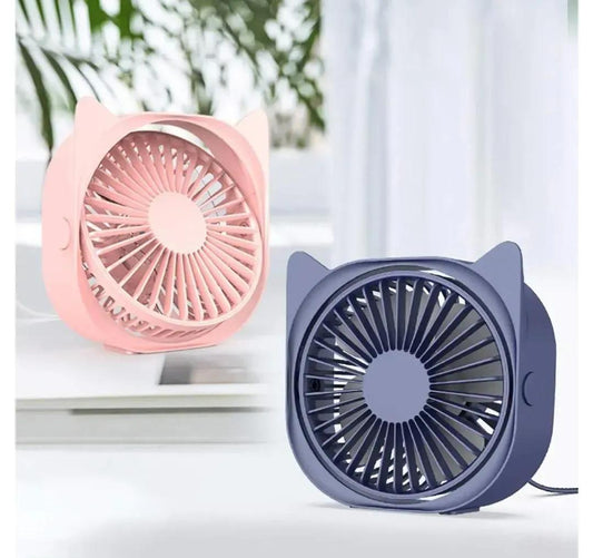 Purilite Select Green Cat Design Portable Fan for Home & Office – Compact Rechargeable Desk Fan