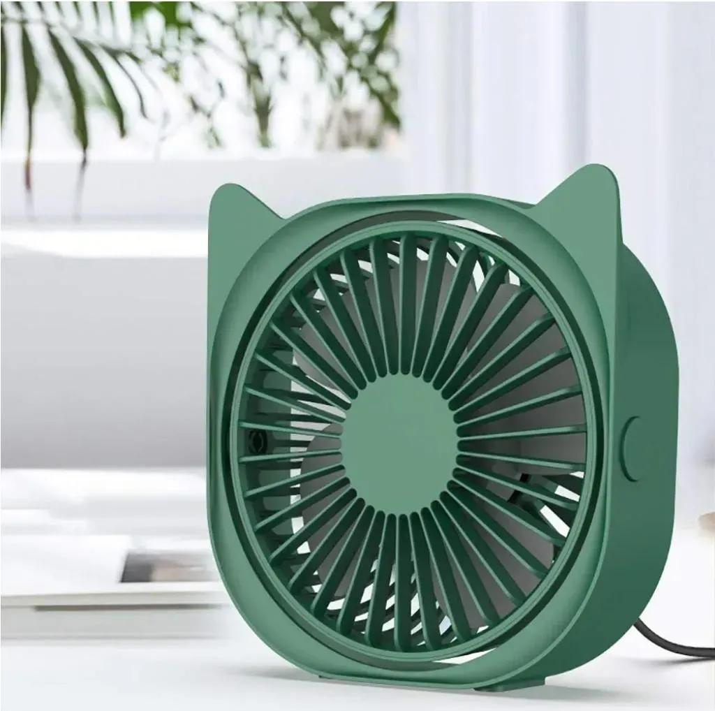 Purilite Select Green Cat Design Portable Fan for Home & Office – Compact Rechargeable Desk Fan