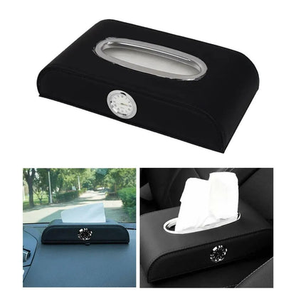 Purilite Select Tissue Box with Watch for Car, Home & Office – Durable Dashboard Organizer