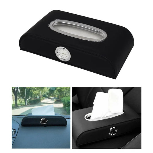 Purilite Select Tissue Box with Watch for Car, Home & Office – Durable Dashboard Organizer