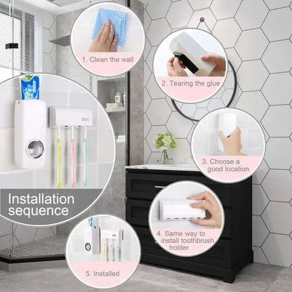 Purilite Select Toothpaste Dispenser and Brush Holder – Bathroom Organizer (White)