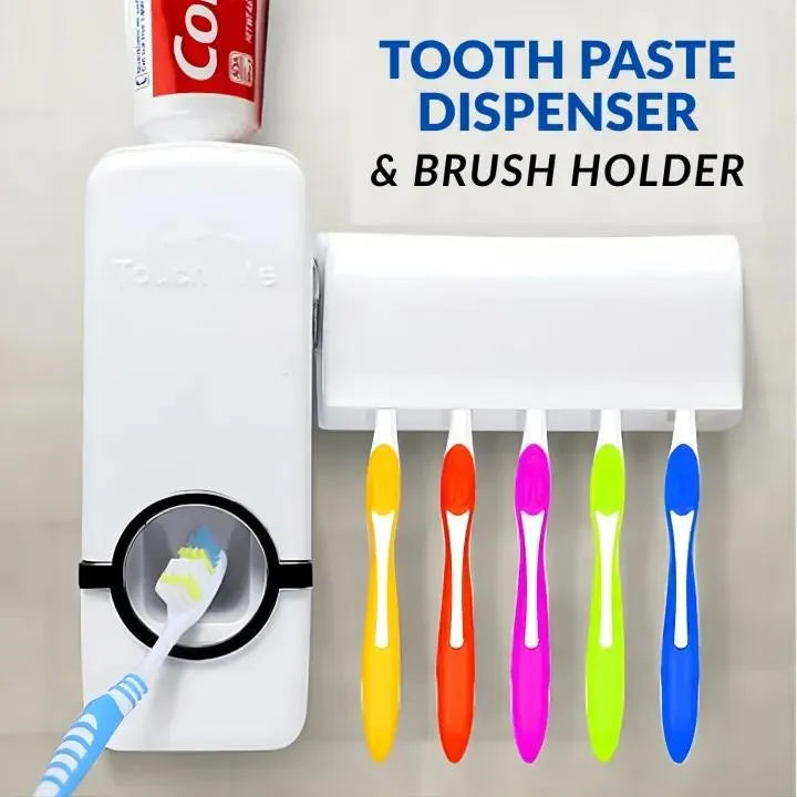 Purilite Select Toothpaste Dispenser and Brush Holder – Bathroom Organizer (White)