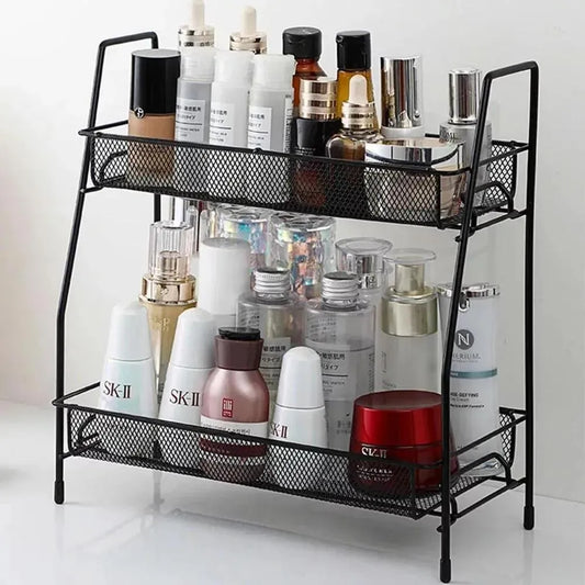 Purilite Select Two Tiered Black Mesh Desk Organizer – Stainless Steel Storage Rack