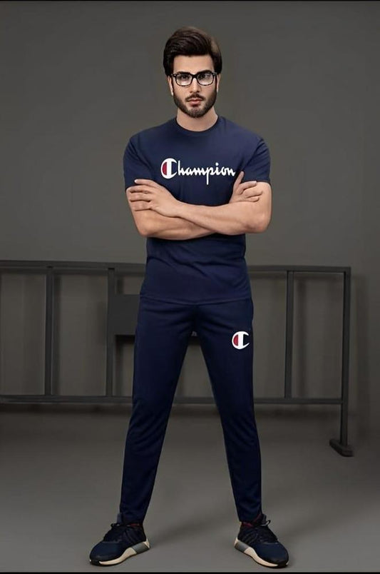 Men Navy Champion Dry Fit 2Pc Tracksuit