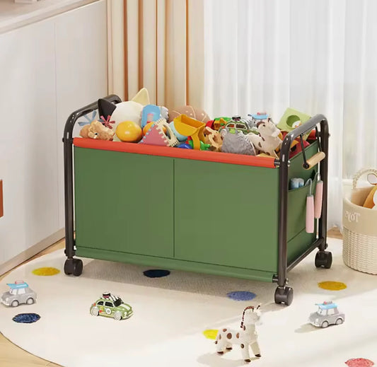 Kids Bedroom Toys Storage Box with Wheels Multipurpose Organizer Rack