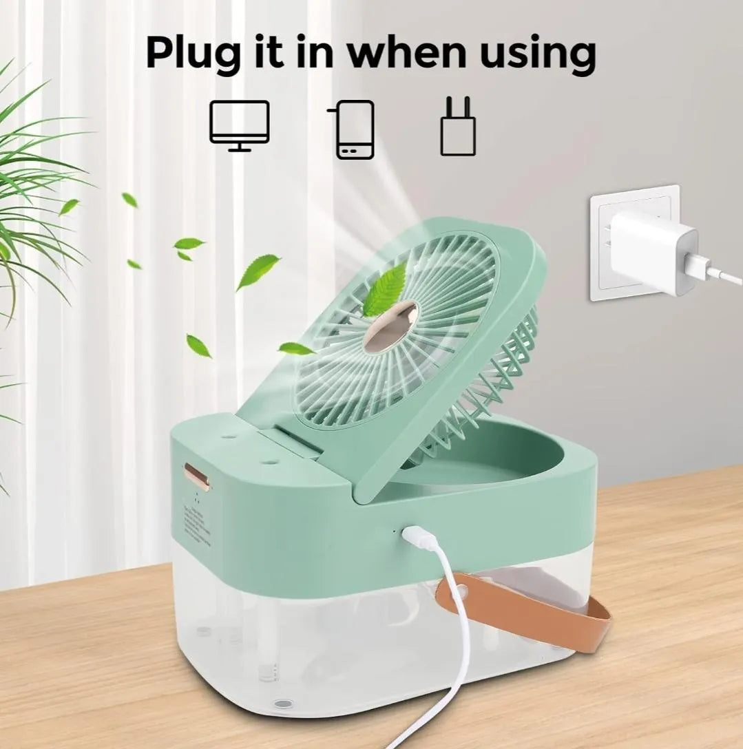 Desk Fan with Mist & Remote Control 200g Multicolor – Portable Cooling Fan