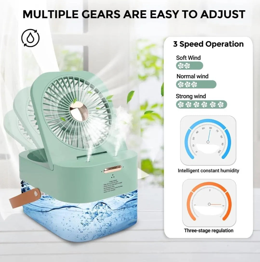 Desk Fan with Mist & Remote Control 200g Multicolor – Portable Cooling Fan