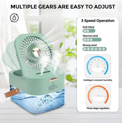 Desk Fan with Mist & Remote Control 200g Multicolor – Portable Cooling Fan