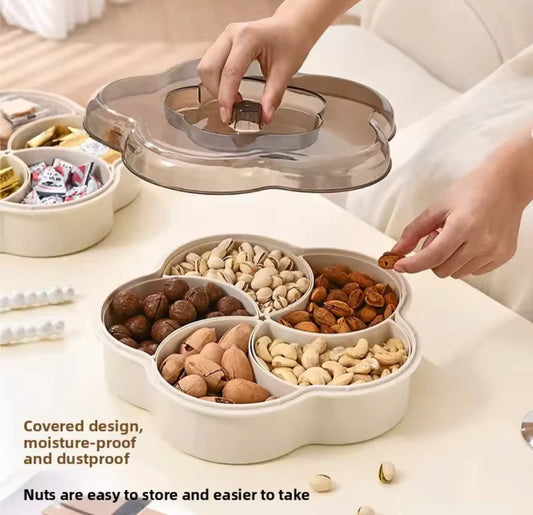 Five Compartments Divided Serving Tray With Lid