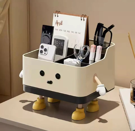 Cute Cartoon Style Desktop Storage Box Multi-Grid Cosmetic  Accessory Organizer