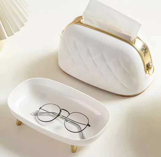 Handbag Style Tissue Box Decorative Large Capacity Napkin Holder for Living Room or Office