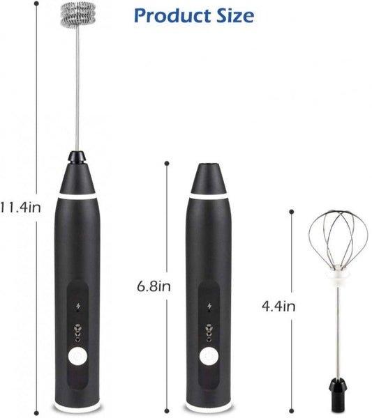 USB Rechargeable 3-Speed Milk Frother Handheld Electric Foam Maker