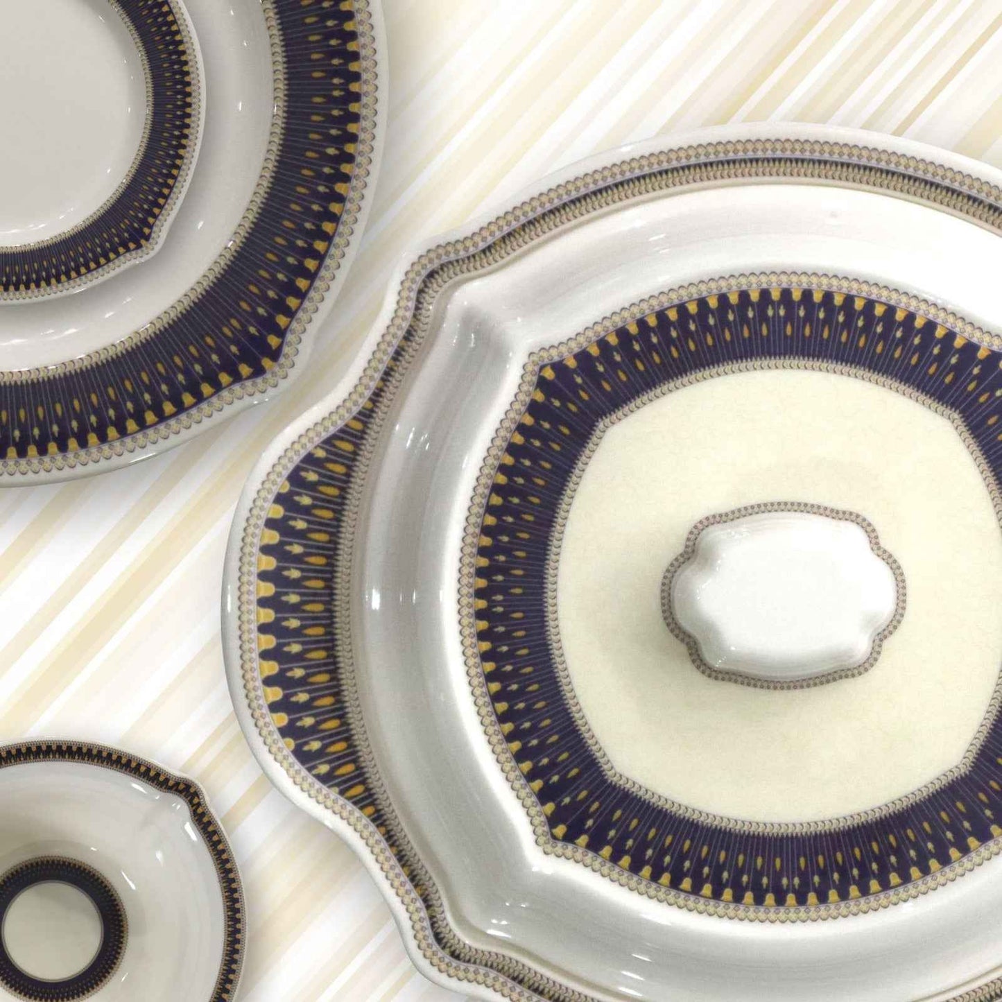 64 Pieces Melamine Double Glaze Crystal Dinnerware Set