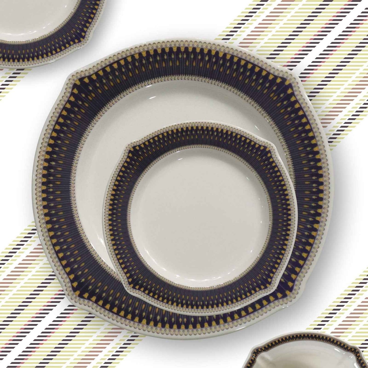64 Pieces Melamine Double Glaze Crystal Dinnerware Set