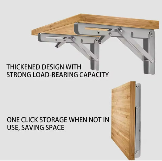 Stainless Steel Collapsible Wall Shelf with Adjustable Triangle Brackets