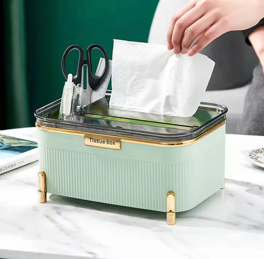 Light Luxury Living Room Tissue Box with Mobile Phone Holder