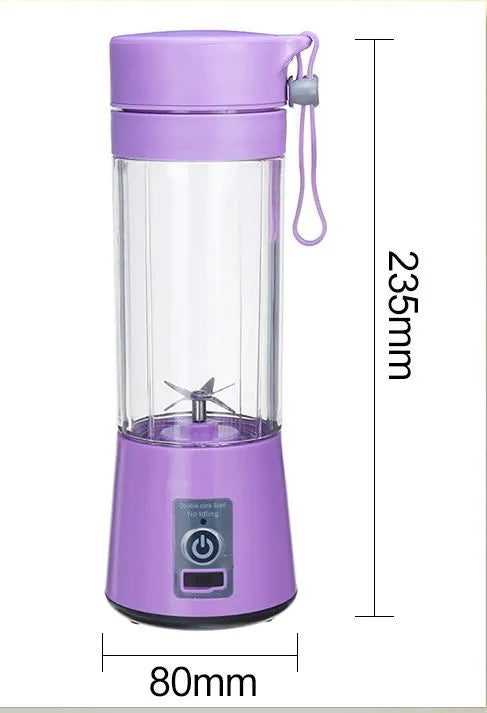 Purilite Select USB Rechargeable Mini Juicer Blender | Portable 380ml Personal Blender with 6 Blades for Smoothies, Shakes and Juices