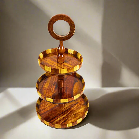 WOODSY 3-Tier Wood Slab Cake Stand