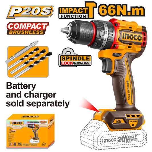 INGCO CDLI206681 Compact Brushless Cordless Drill