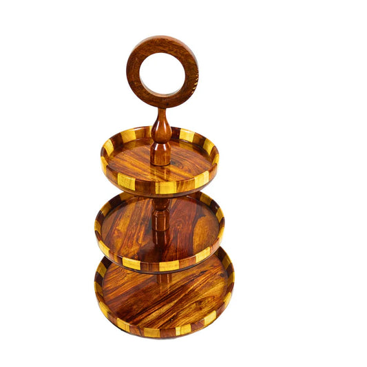 WOODSY 3-Tier Wood Slab Cake Stand