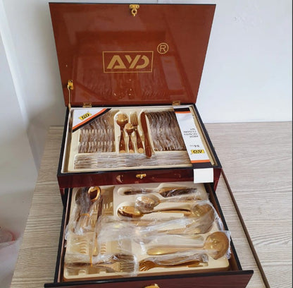 AYD 84-Piece Golden Stainless Steel Cutlery Set