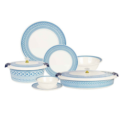 74 Pieces Double Glaze Melamine Glorious Dinnerware Set 8 Person Serving