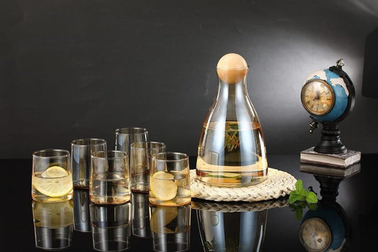 7-Piece Nordic Classic Glass Water Set with Cork Lid