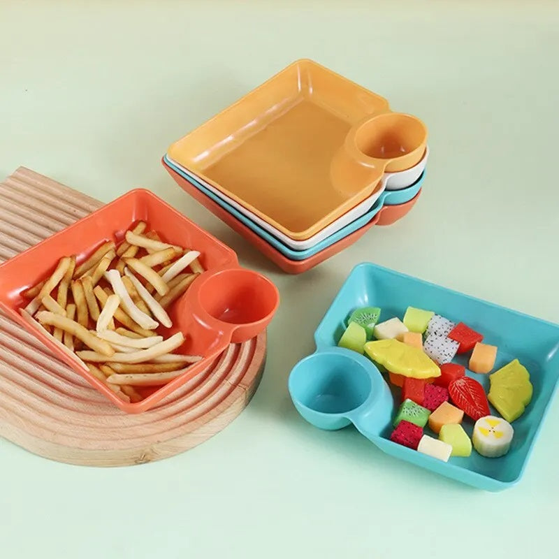 4-Piece Plastic Snack and Dumpling Plates