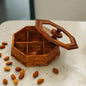 WOODSY Hand-Carved Dry Fruit Pot with Glass Lid