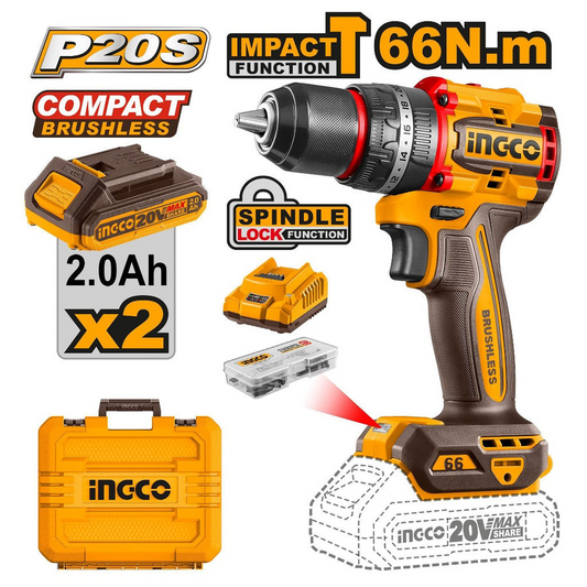 INGCO CDLI20668 Compact Brushless Cordless Drill