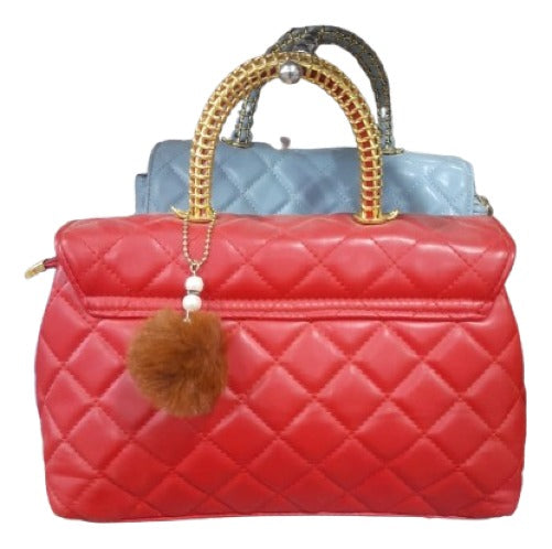 Vibrant Girls’ Red Purse with Golden Handle