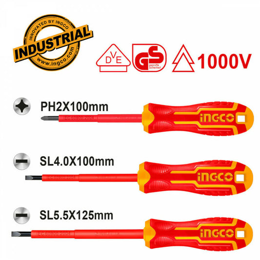 Ingco 3 Pcs Insulated Screwdriver Set