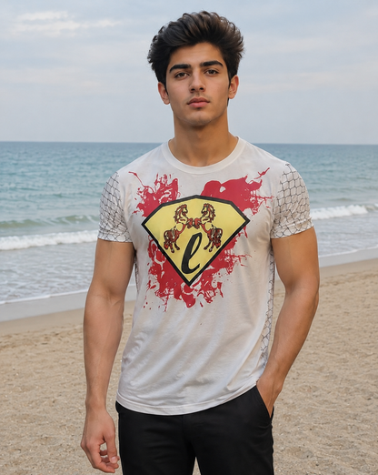 CLEARANCE SALE-White Tee Shirt | Large Size Performance Training Tee | Fitness Workout Sports Top | Unique Design Athletic Wear