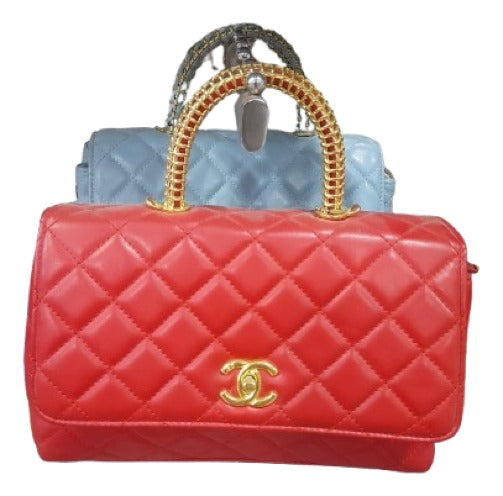 Vibrant Girls’ Red Purse with Golden Handle