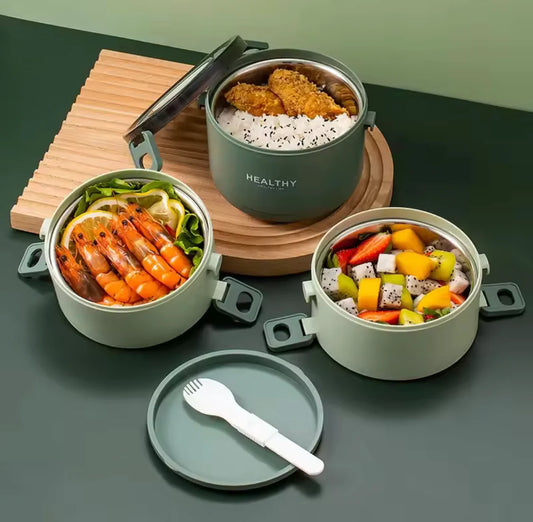 Adult Bento Lunch Box, Leakproof Stainless Steel Portable Food Container for Outdoor Camping & Picnics