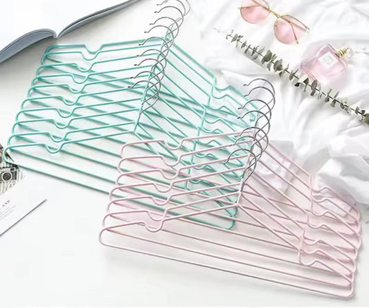 10pcs Non-Slip Metal Coat Clothes Hanger Set