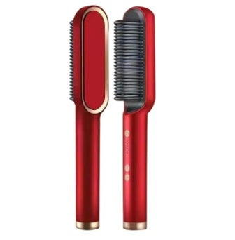 Purilite Select 2-in-1 Hair Straightener & Curler Brush | Electric Heating Styling Comb | Ceramic Hair Straightening Brush with Adjustable Temperature