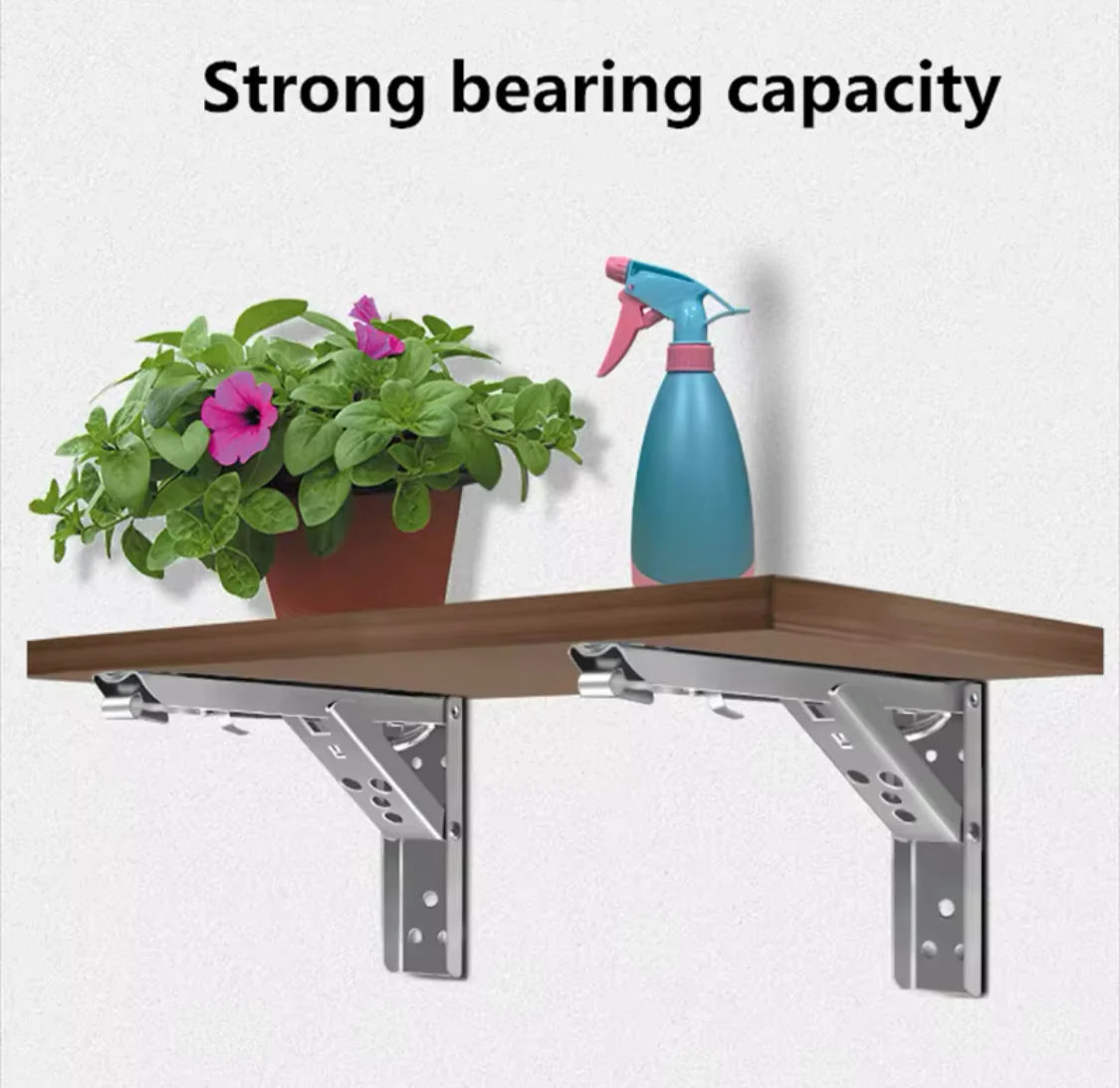 Stainless Steel Collapsible Wall Shelf with Adjustable Triangle Brackets