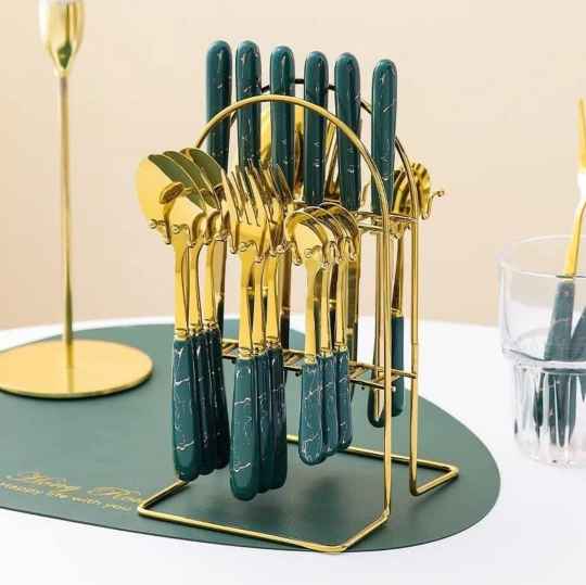 Elegant Gold Dinnerware Set 24-Piece Cutlery Set for 6 People