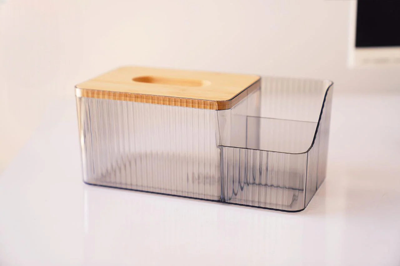 Acrylic Tissue Box with Wooden Cover