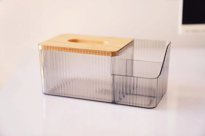 Acrylic Tissue Box with Wooden Cover