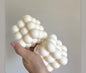 Aesthetic Bubble Cube Candle (Cream White) – Handcrafted Soy Wax Decor