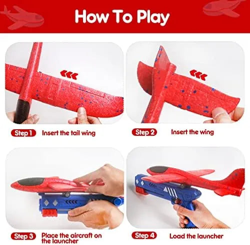 Purilite Select 2-Pack Airplane Launcher Toy Set | Foam Glider Planes with One-Click Catapult Launcher and LED Flying Aircraft