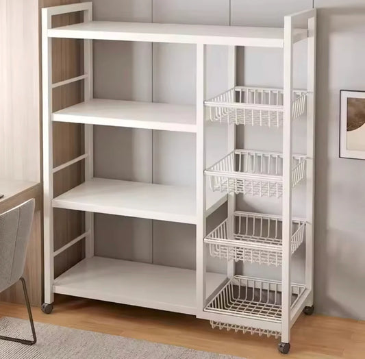 Multilayer Storage Rolling Cart Moveable Kitchen Organizer with Baskets