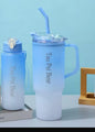 Purilite Select Motivational Water Bottle Set with Straw, Handle & Cleaning Brush | BPA-Free Travel Sports Water Bottles