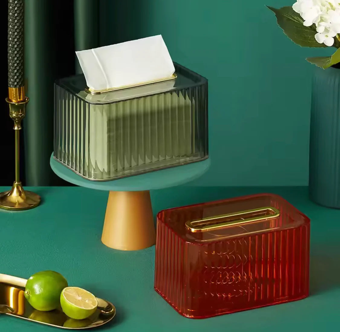 Luxury Tissue Box Holder, Multifunctional Desktop Organizer for Home and Office